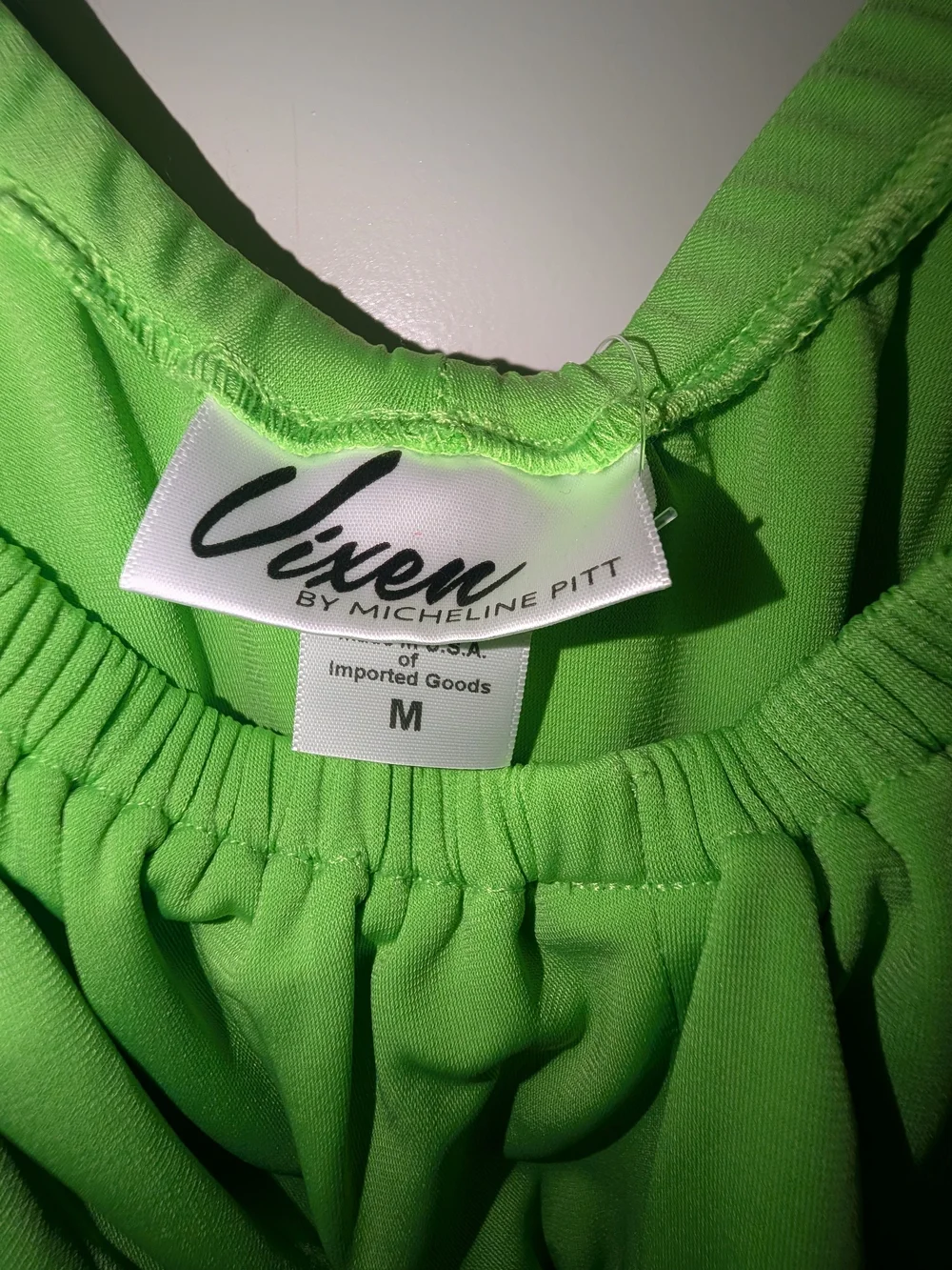 RARE Vixen by Micheline Pitt Slime Green Peasant Blouse - Picture 2 of 3